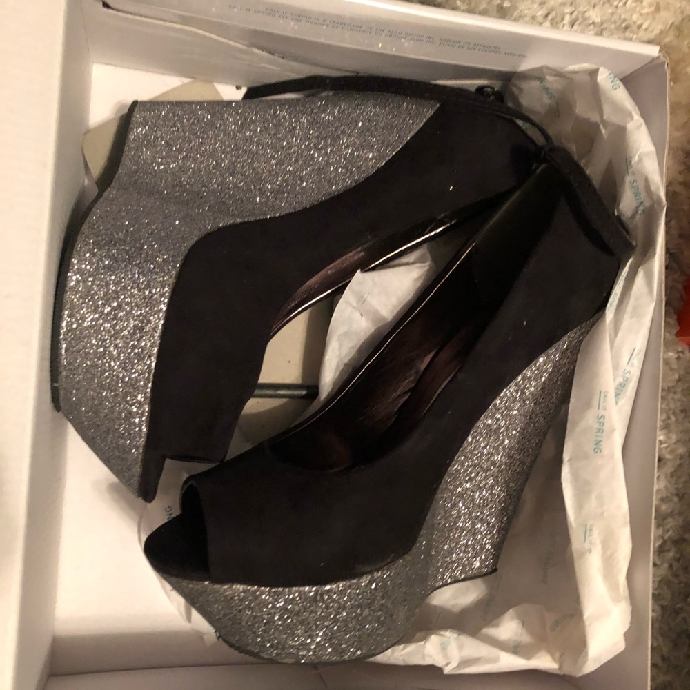 Call it spring glitter wedges